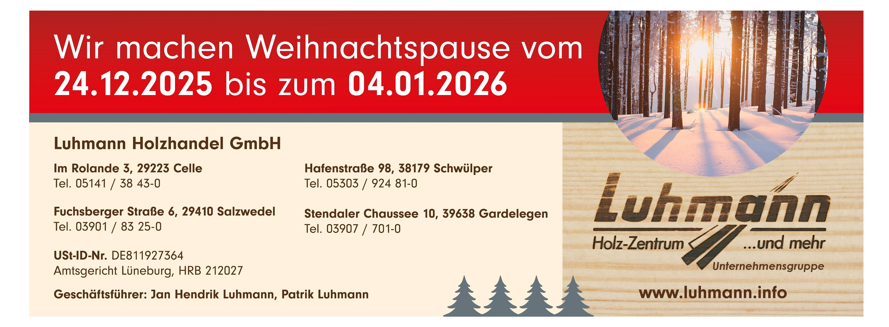 Weihnachtspause 2025