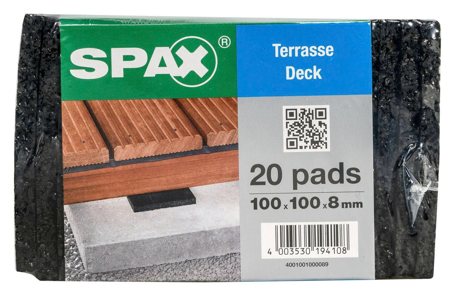 Spax Terrasse Pads 100x100x8 schwarz