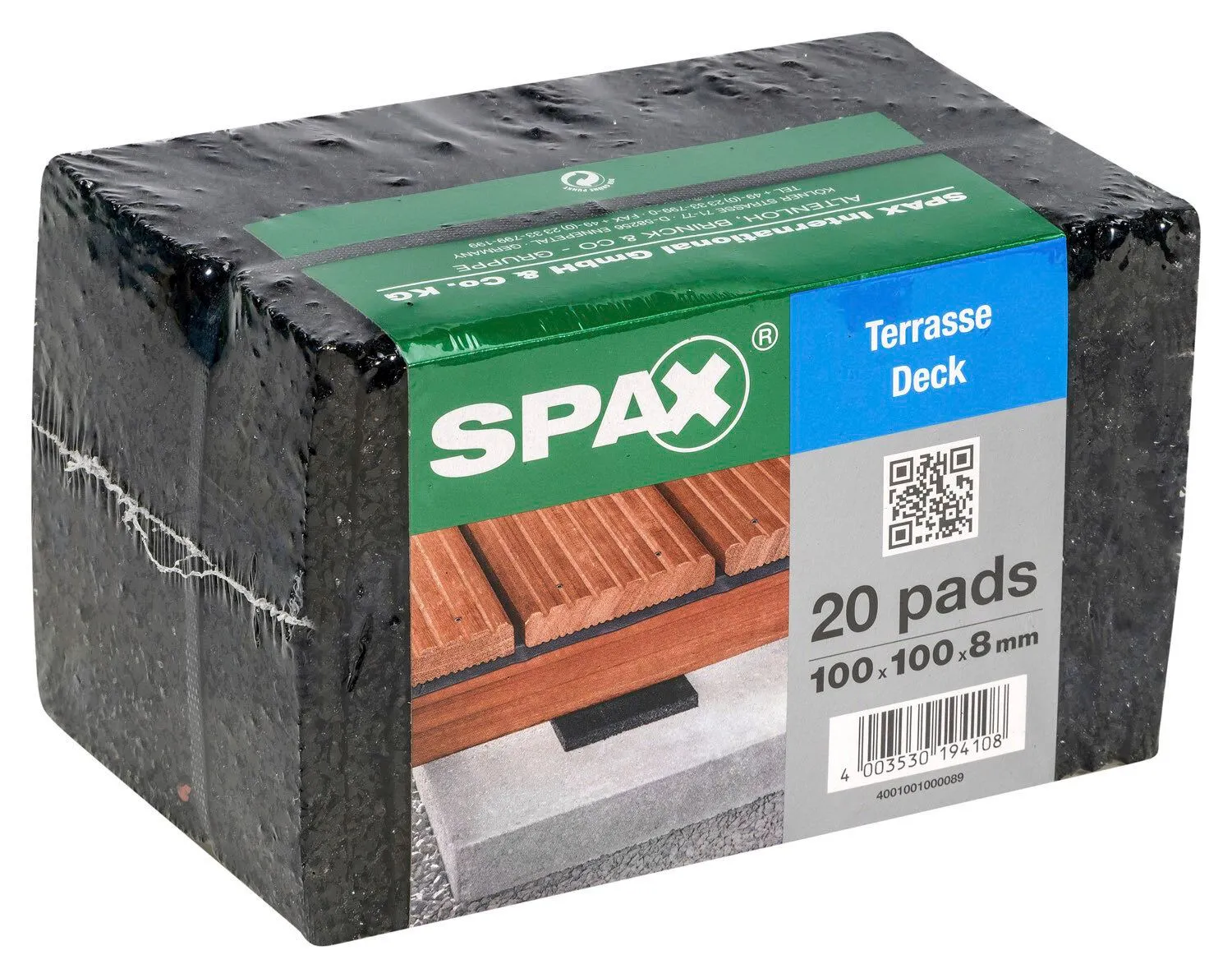 Spax Terrasse Pads 100x100x8 schwarz