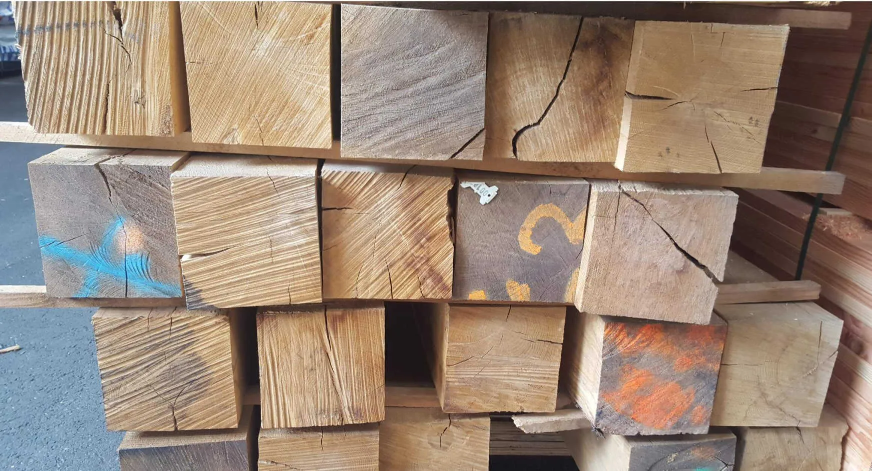 16x16cm Eichen Kantholz S