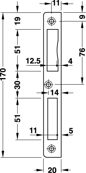 Objekt Winkelschliessblech rund DR