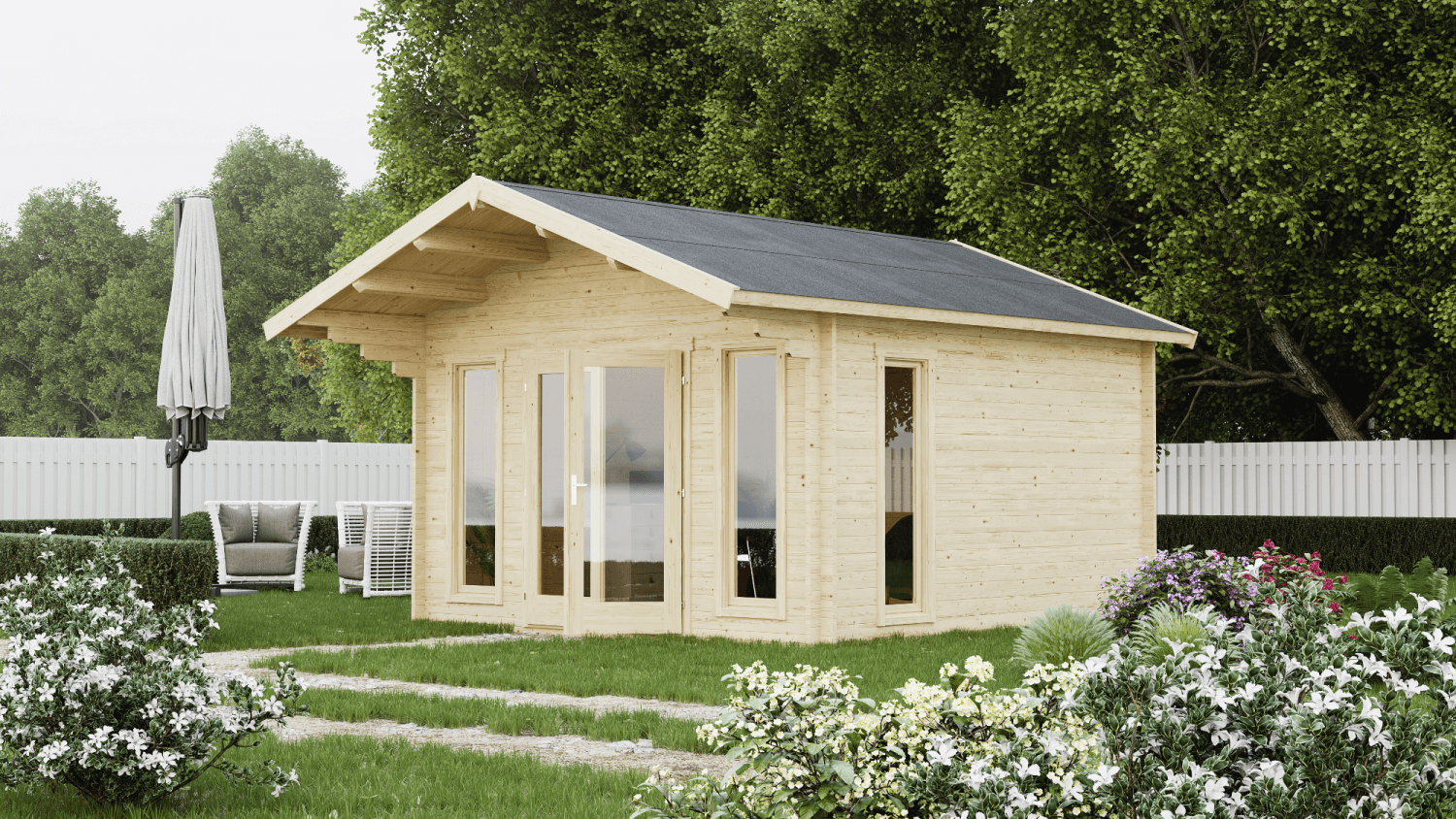 Blockbohlenhaus Faaborg 390 x 390 cm - Bausätze Gartenhäuser - Luhmann ...