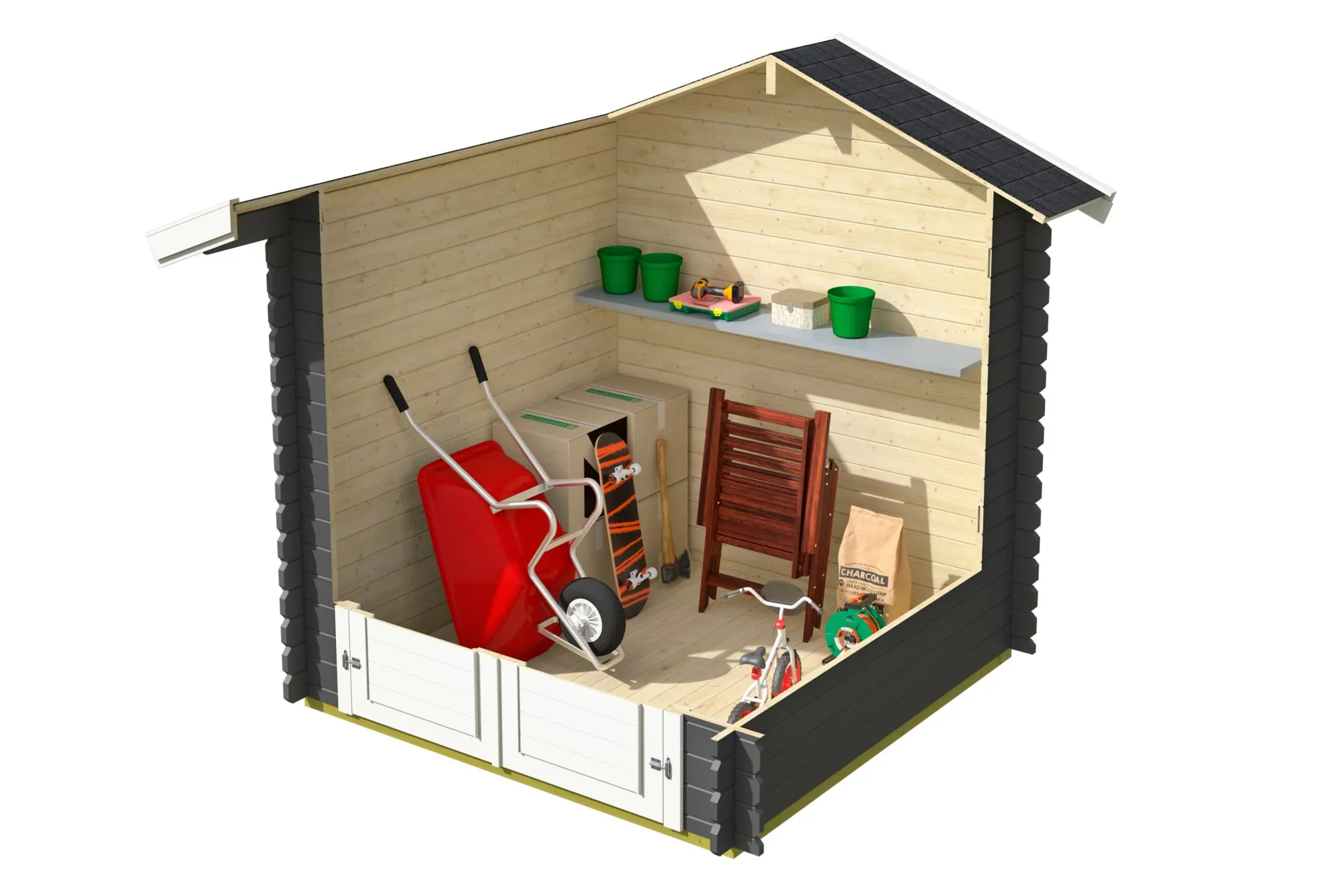 Blockbohlenhaus Inn 28mm 200x200cm