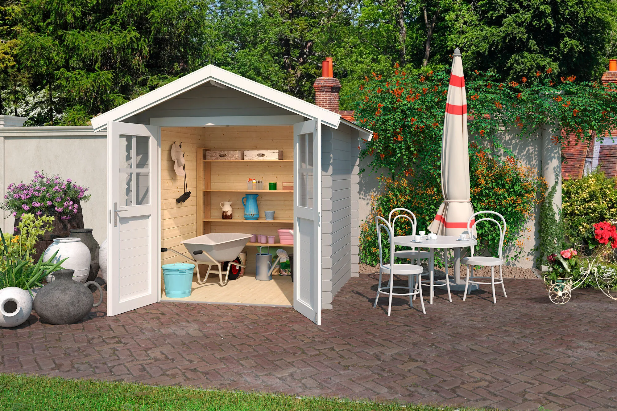 Blockbohlenhaus Inn 28mm 200x200cm