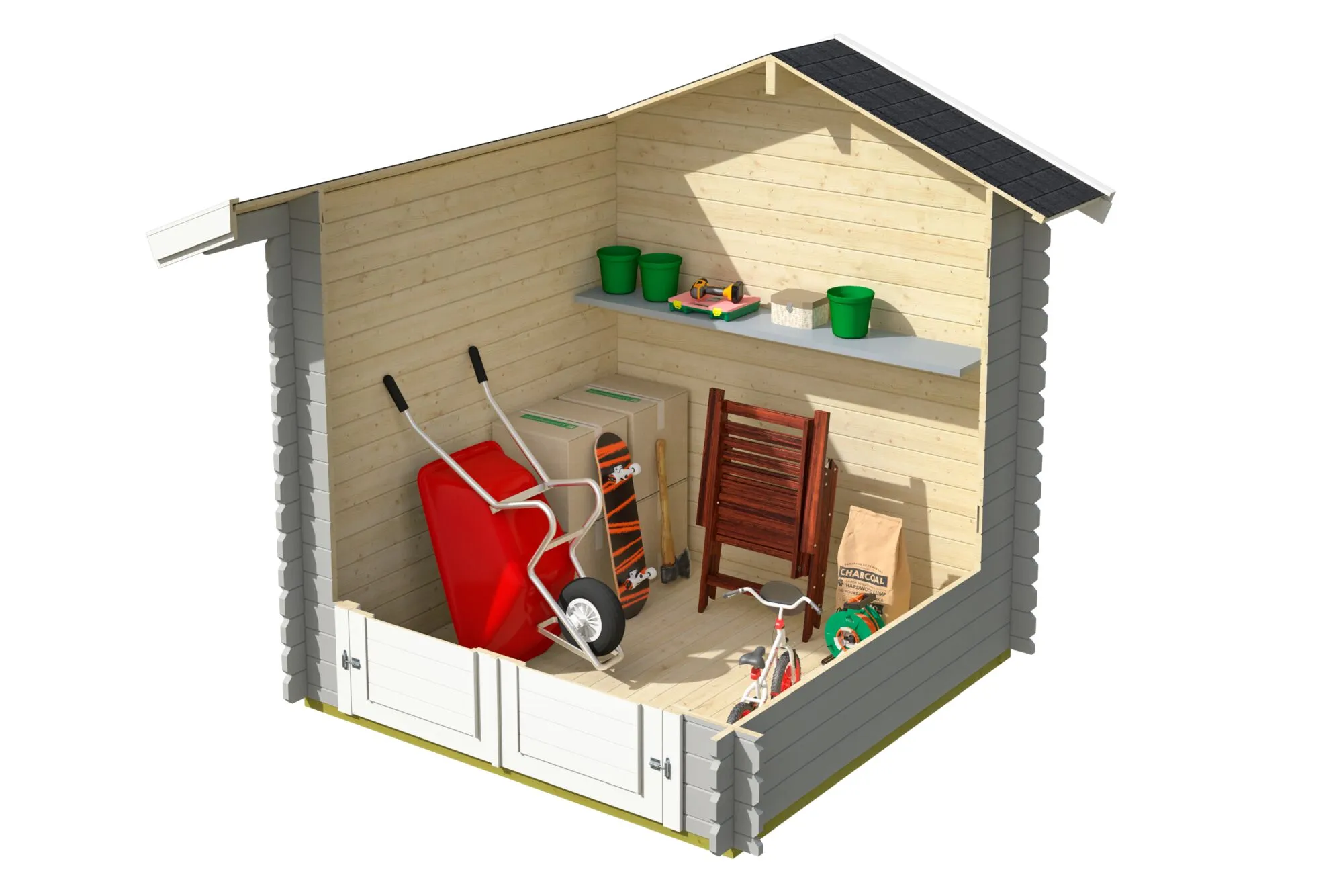 Blockbohlenhaus Inn 28mm 200x200cm