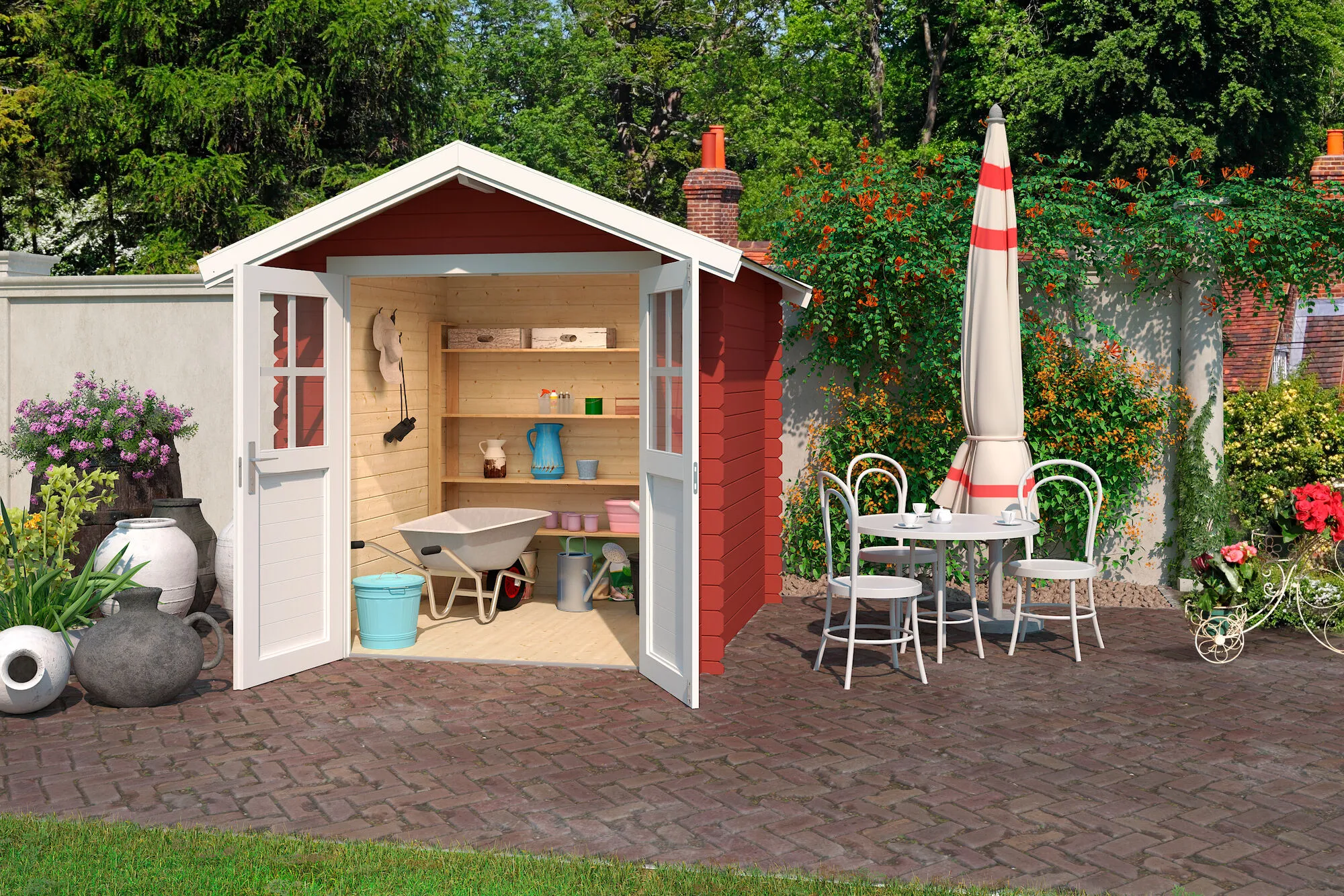 Blockbohlenhaus Inn 28mm 200x200cm