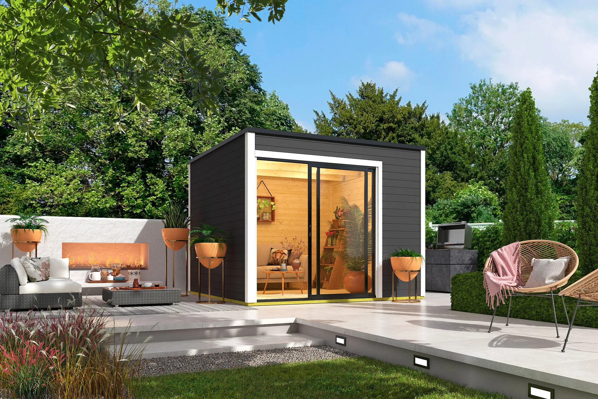 Blockbohlenhaus Kubus 1 ALU 28mm