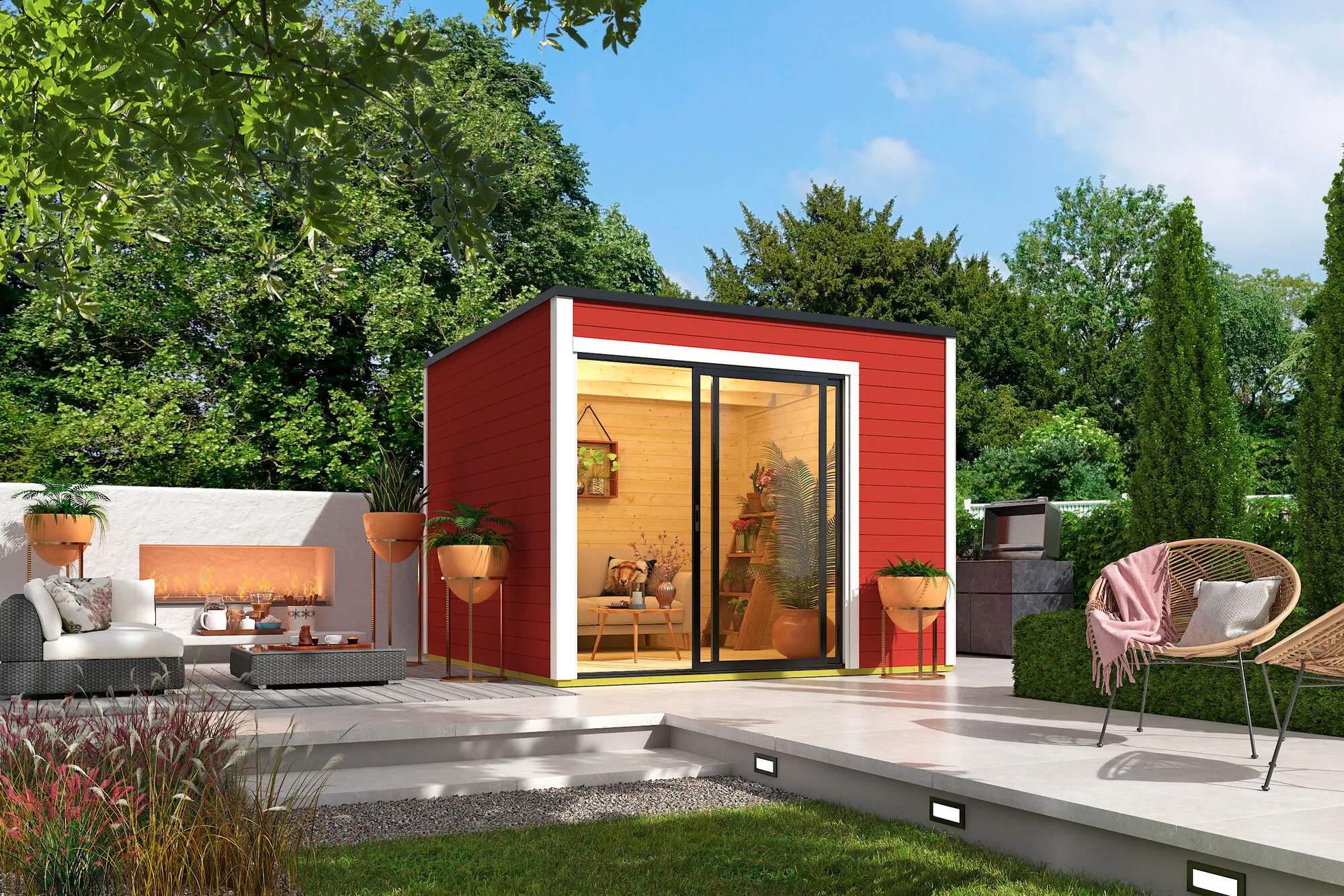 Blockbohlenhaus Kubus 1 ALU 28mm