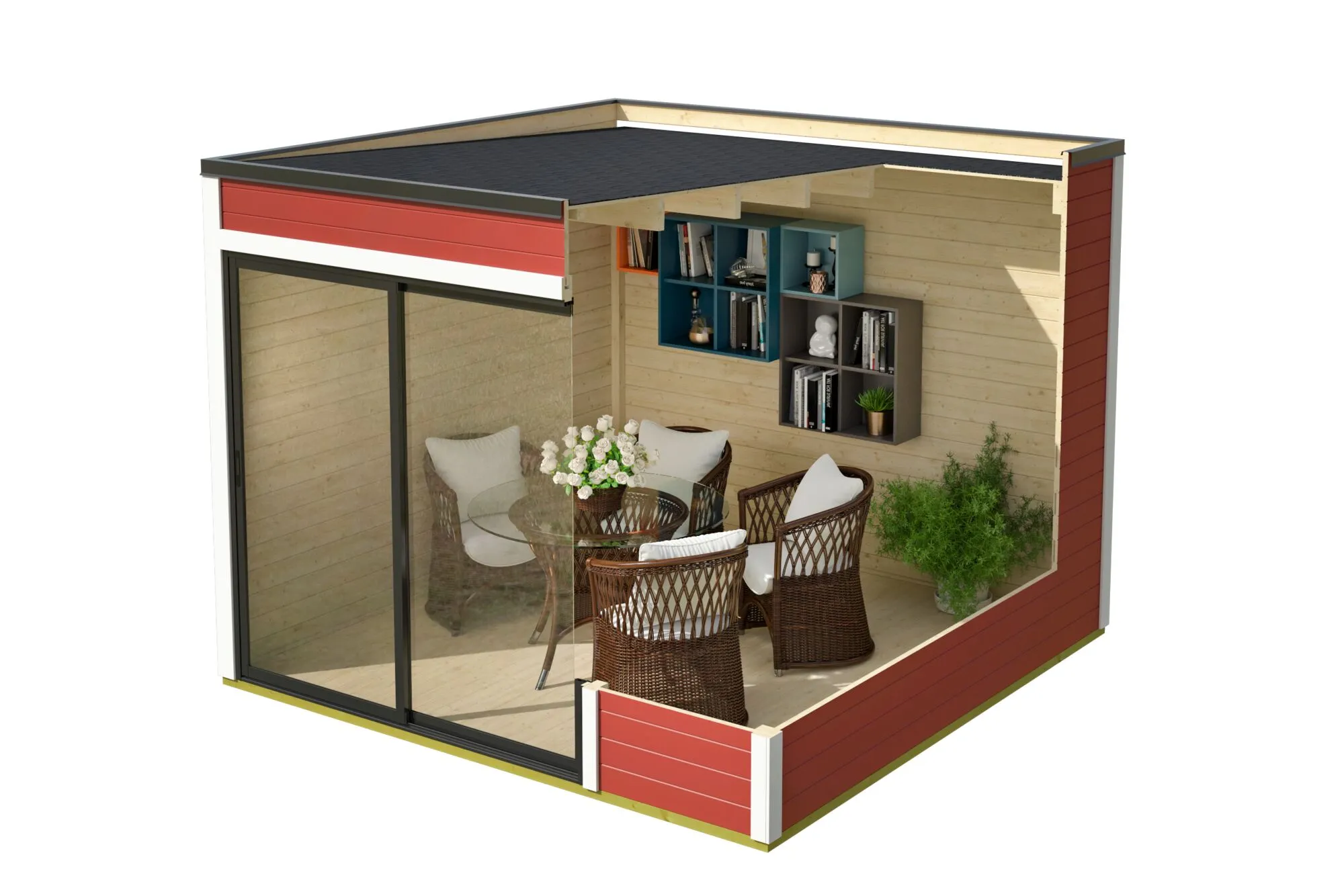 Blockbohlenhaus Kubus 1 ALU 28mm