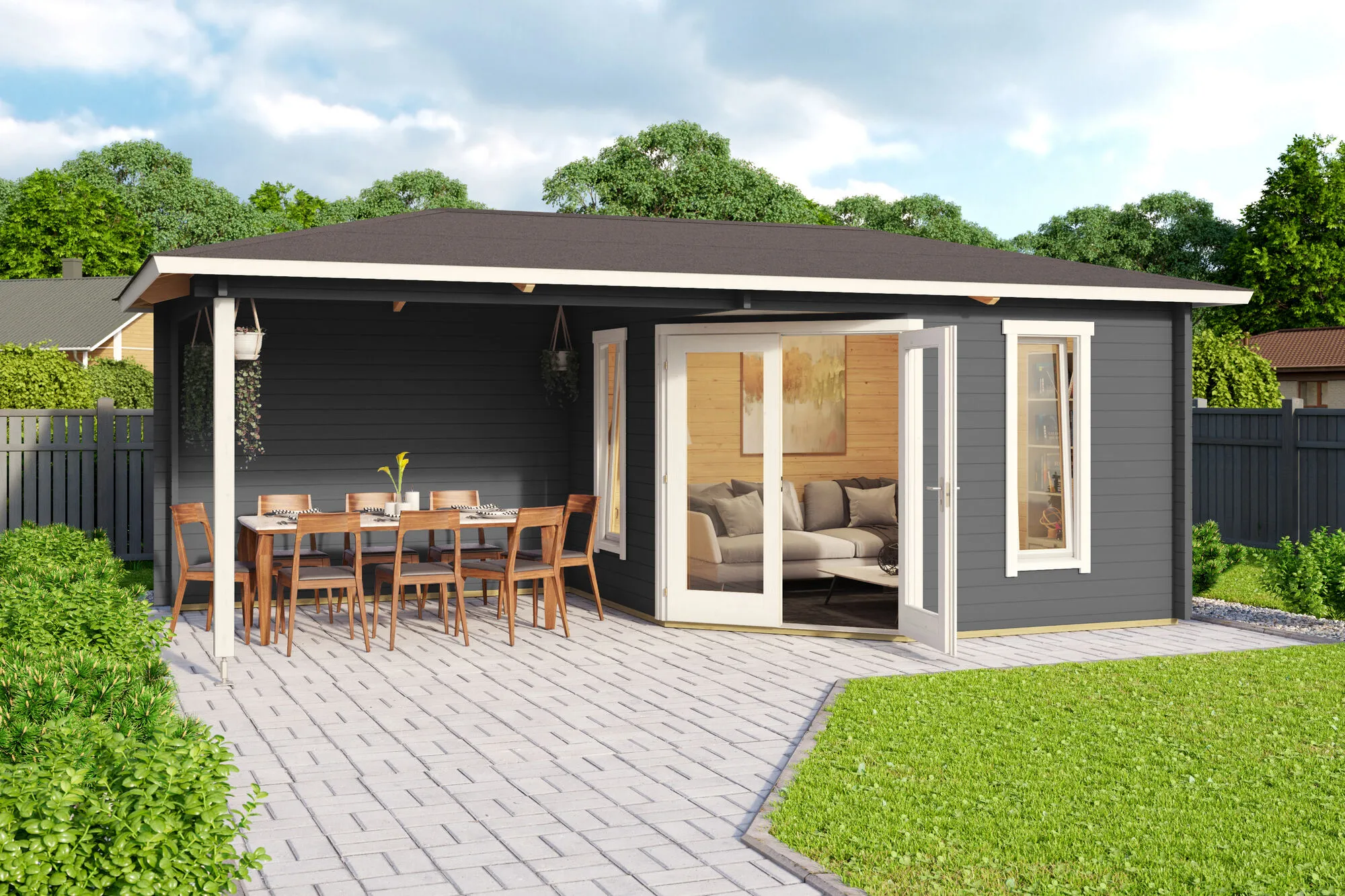 \\iks-3450982346\Artikelbilder\Gartenkatalog\2026\Blockbohlenh&auml;user\88100083 - Blockbohlenhaus Karlskrona Carbongrau inkl. Anbau  (1).jpg