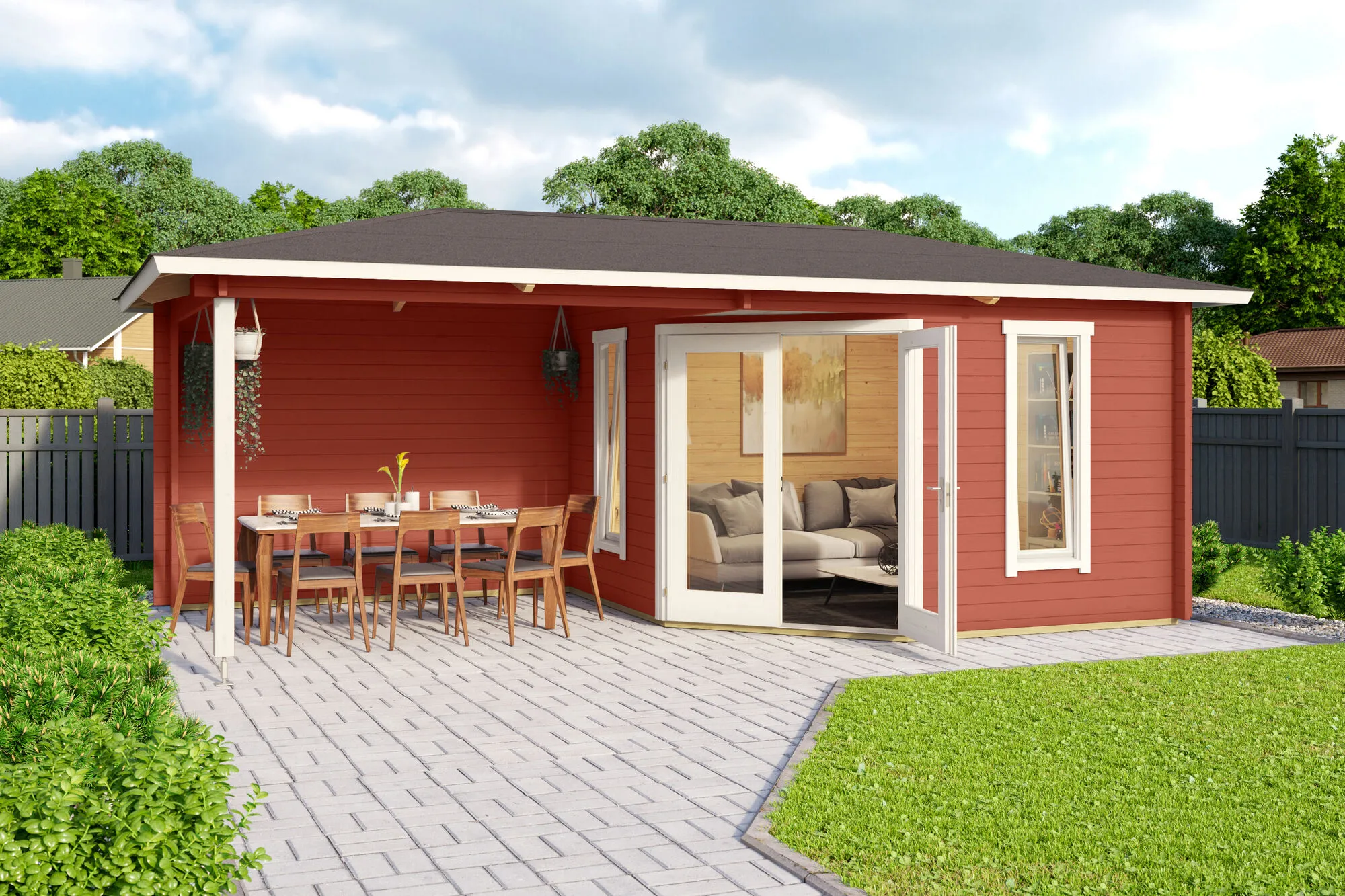 \\iks-3450982346\Artikelbilder\Gartenkatalog\2026\Blockbohlenh&auml;user\88100085 - Blockbohlenhaus Karlskrona Schwedenrot inkl. Anbau (1).jpg