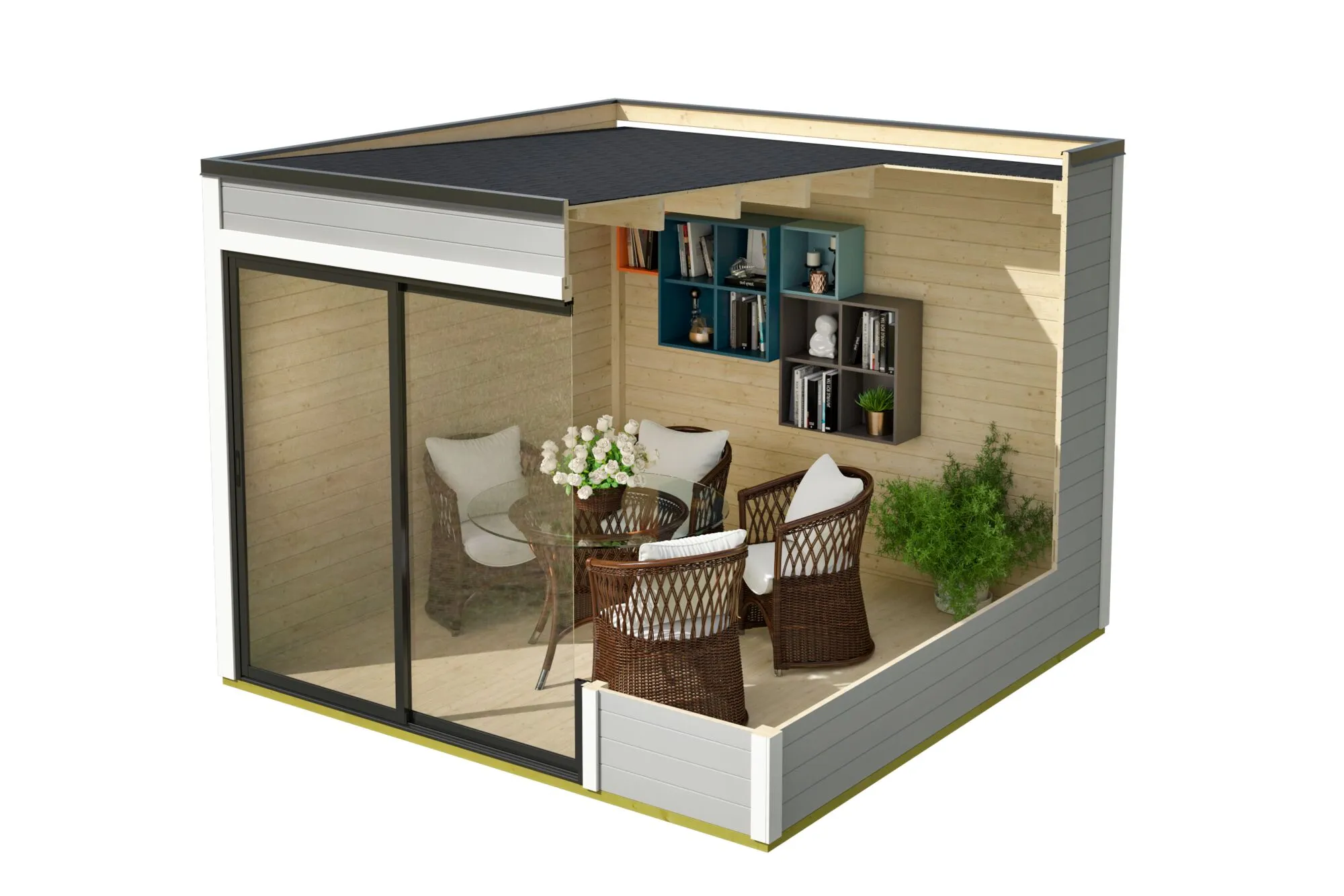 Blockbohlenhaus Kubus 1 ALU 28mm