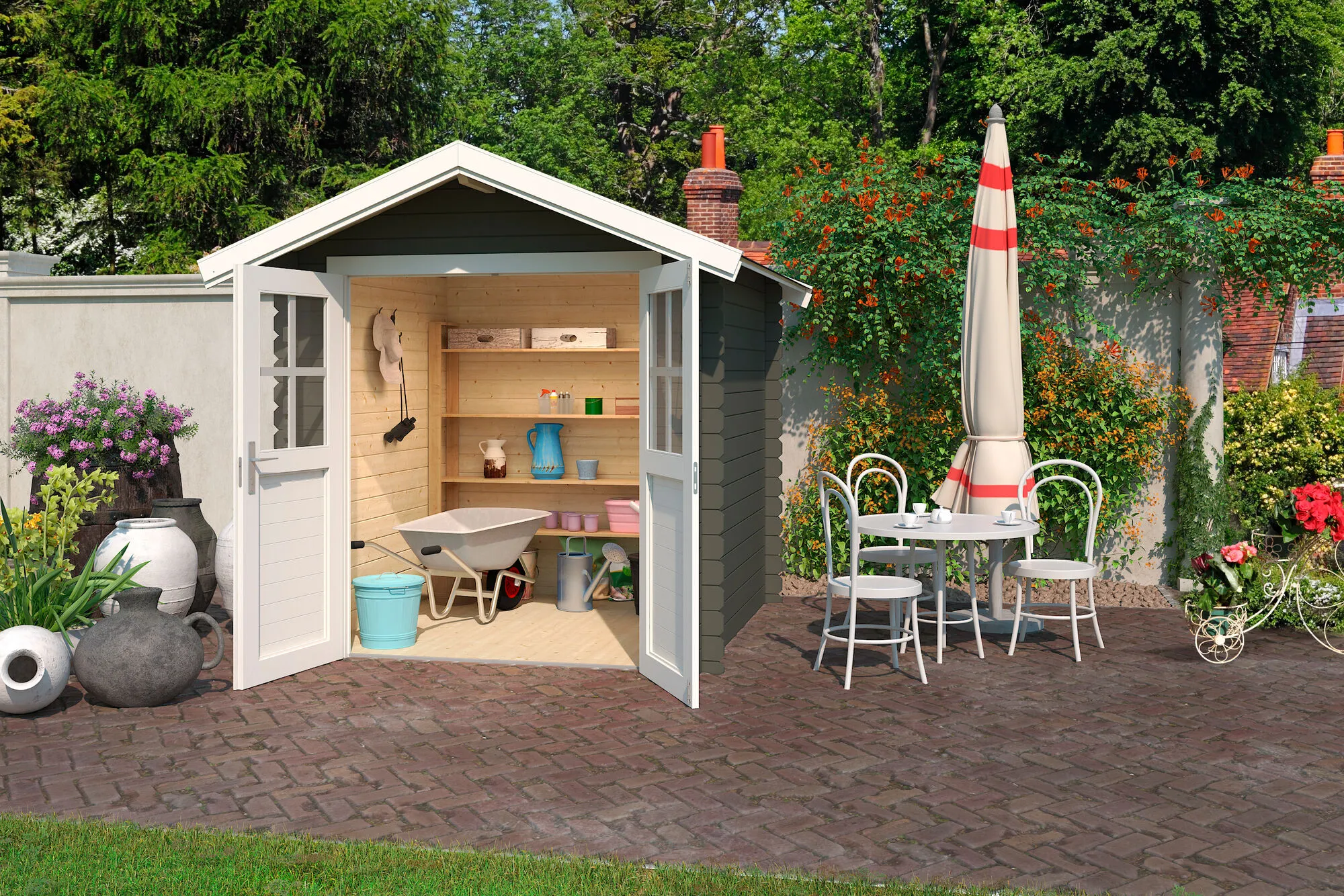 Blockbohlenhaus Inn 28mm 200x200cm