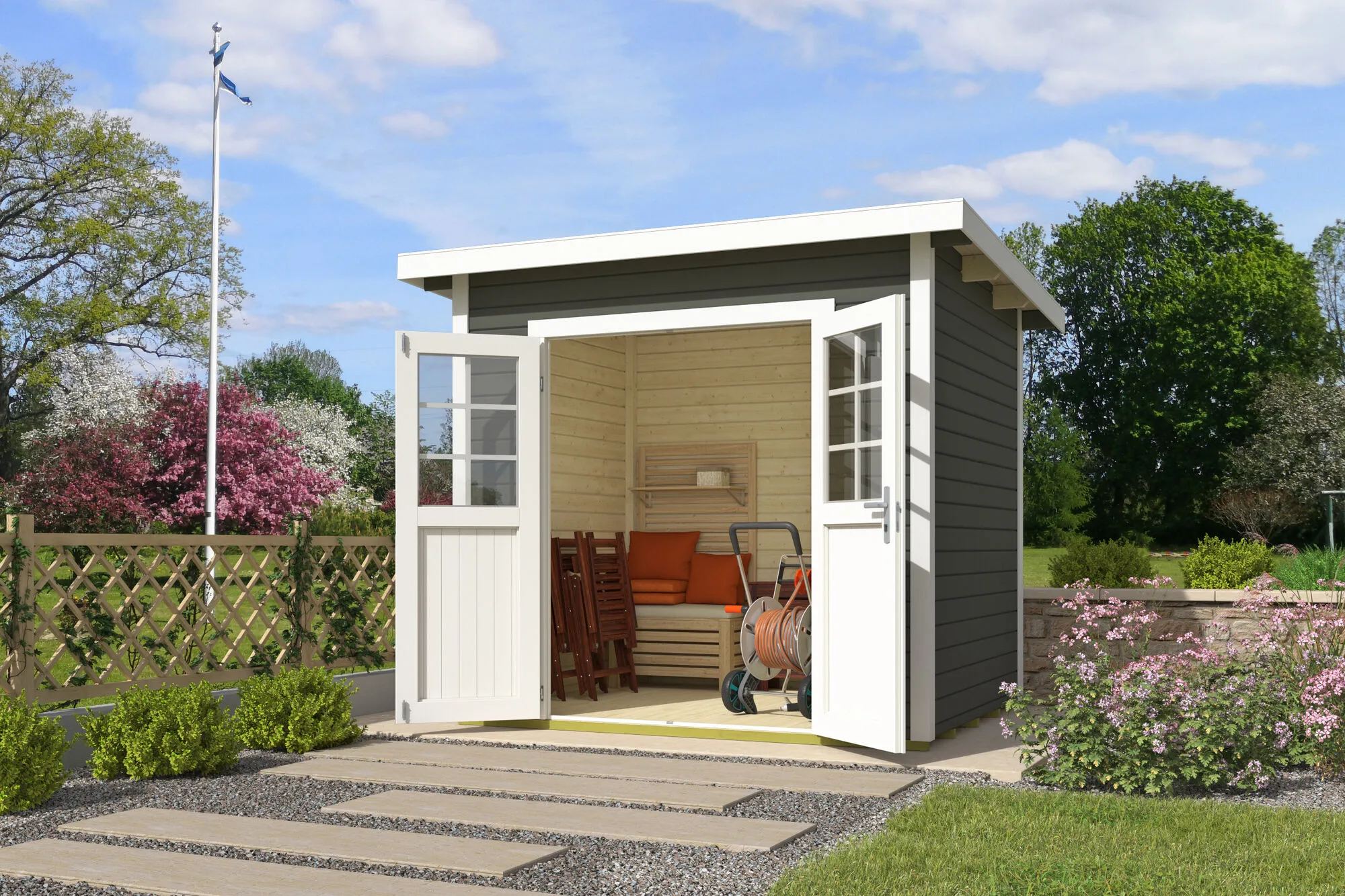 \\iks-3450982346\Artikelbilder\Gartenkatalog\2026\Blockbohlenh&auml;user\88100171 - Blockbohlenhaus Melbourne Gr&uuml;ngrau.jpg